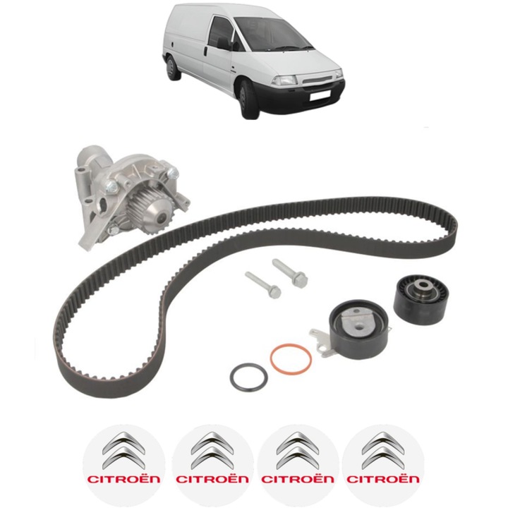 Set pompa apa si curea distributie CITROEN JUMPY I Van (BS_, BT_, BY_, BZ_) 2.0 i 16V 138 CP din 2000 - 2006, Bosch, 4x Stickere auto cu CITROEN