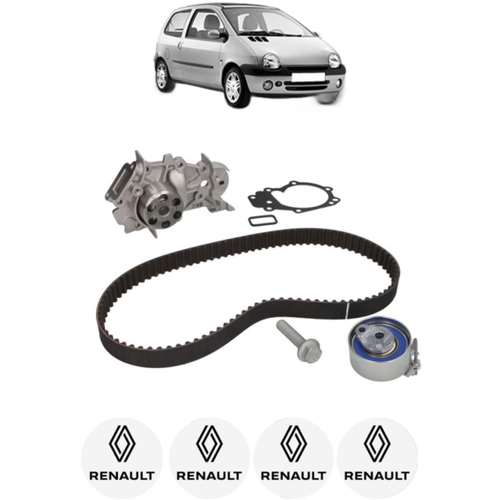 Set pompa apa si curea distributie RENAULT TWINGO I (C06_) 1.2 16V (C060) 60 CP din 2004 - 2007, Bosch, 4x Stickere auto cu RENAULT