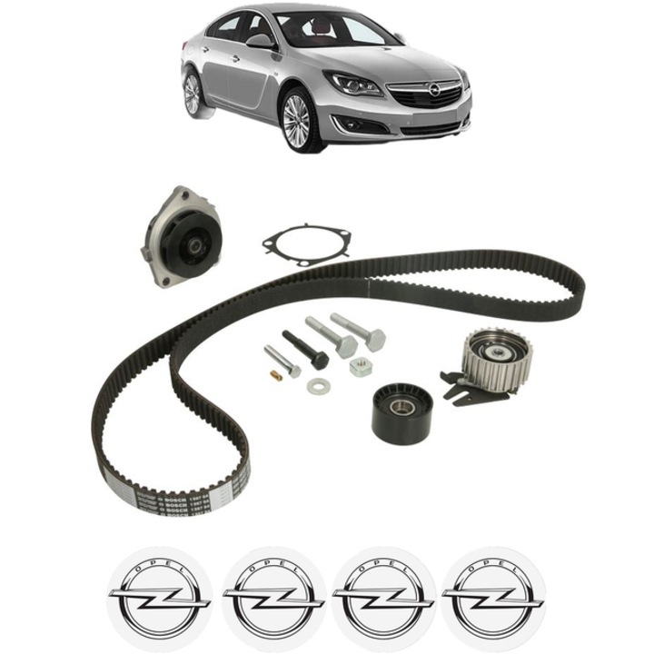 Set pompa apa si curea distributie OPEL INSIGNIA A (G09) 2.0 CDTI 4x4 (68) 160 CP din 2010 - 2017, Bosch, 4x Stickere auto cu OPEL
