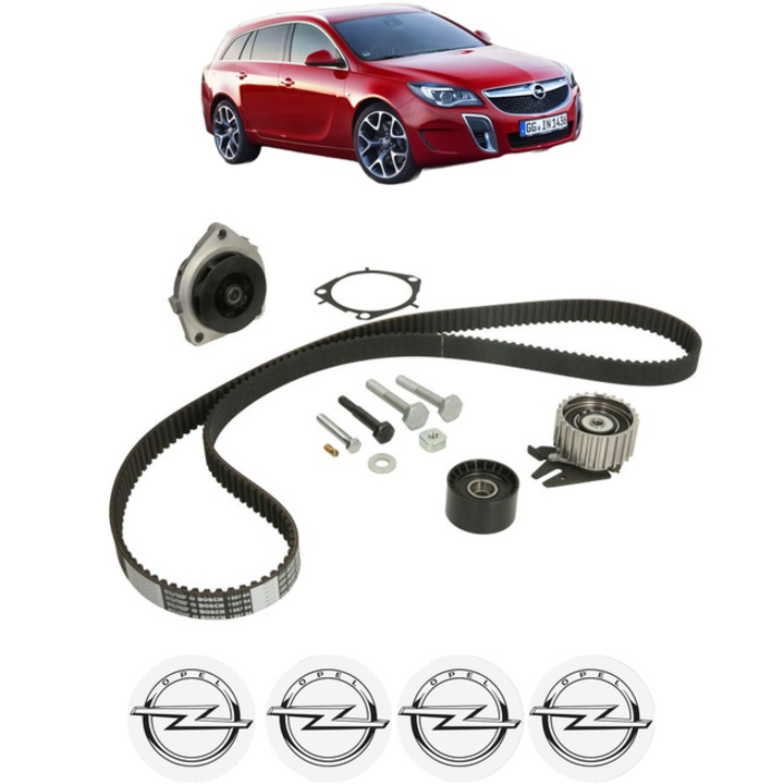 Set pompa apa si curea distributie OPEL INSIGNIA A Country Tourer (G09) 2.0 CDTi (47) 131 CP din 2008 - 2017, Bosch, 4x Stickere auto cu OPEL