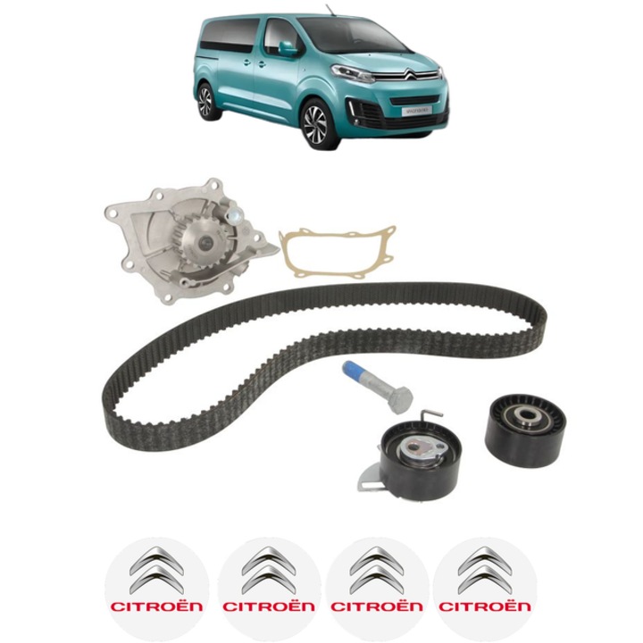 Set pompa apa si curea distributie CITROEN SPACETOURER Bus (V_) 2.0 BlueHDi 180 177 CP din 2016 - 2025, Bosch, 4x Stickere auto cu CITROEN