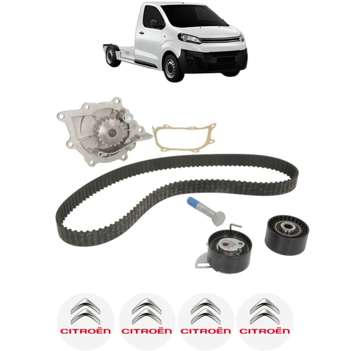 Set pompa apa si curea distributie CITROEN JUMPY III Platform/Chassis (V_) 2.0 BlueHDi 120 122 CP din 2016 - 2022, Bosch, 4x Stickere auto cu CITROEN
