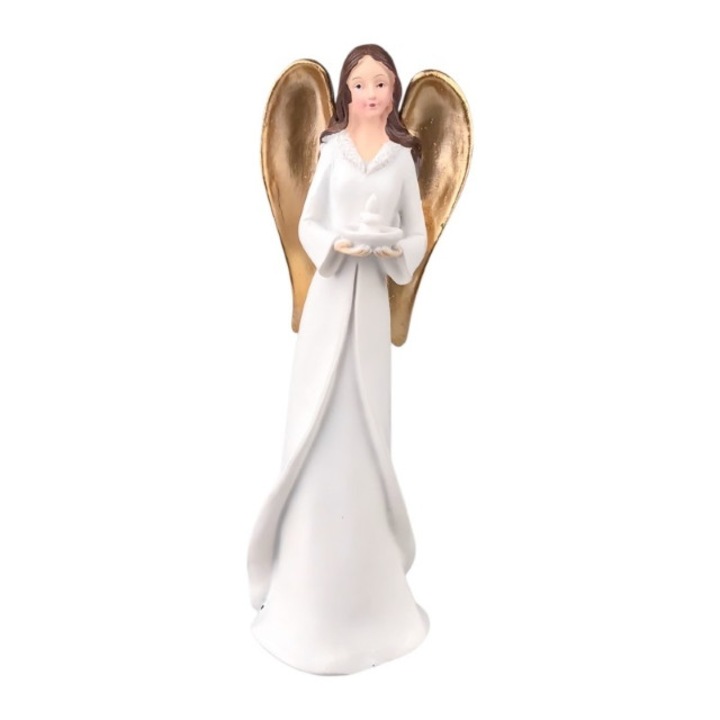 Gyertyatartó angyal gyantából, 8x23 cm