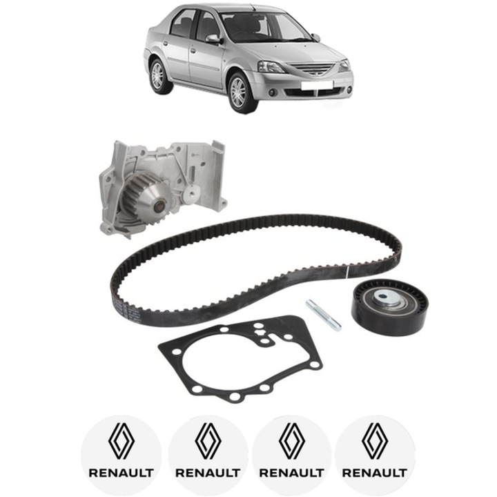 Set pompa apa si curea distributie RENAULT LOGAN I (LS_) 1.6 87 CP din 2004, Bosch, 4x Stickere auto cu RENAULT
