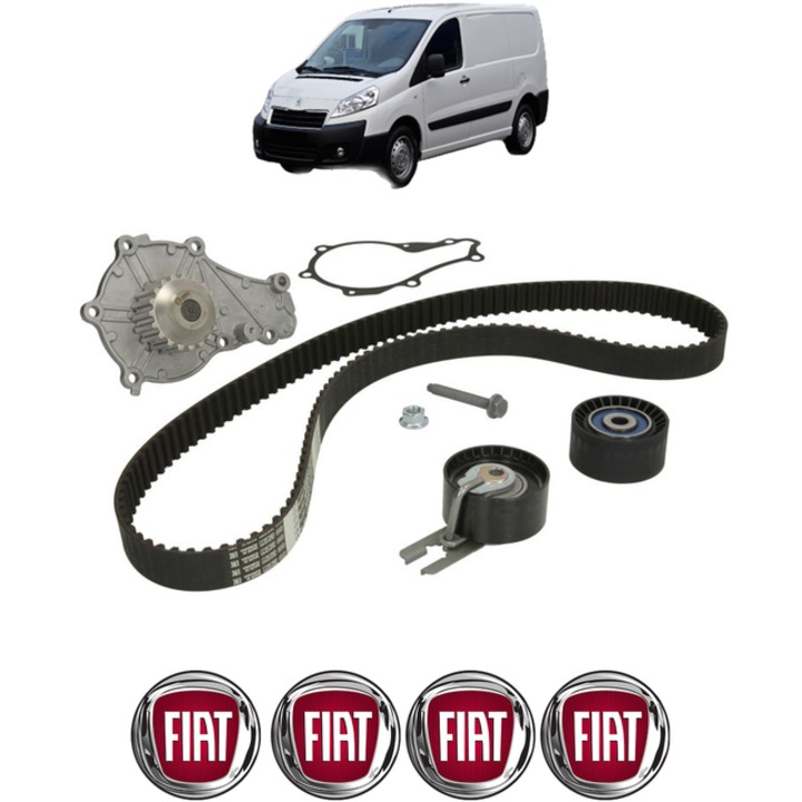 Set pompa apa si curea distributie FIAT SCUDO Van (270_, 272_) 1.6 D Multijet 90 CP din 2007 - 2016, Bosch, 4x Stickere auto cu FIAT