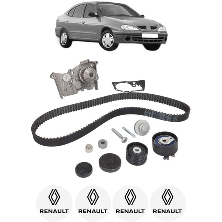 Set pompa apa si curea distributie RENAULT MEGANE I Classic (LA0/1_) 1.6 16V (LA00, LA04, LA0B, LA11, LA16, LA19, LA1J, LA1K,... 107 CP din 1999 - 2003, Bosch, 4x Stickere auto cu RENAULT