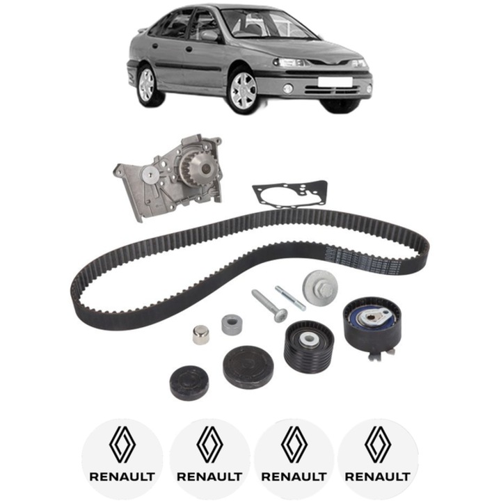 Set pompa apa si curea distributie RENAULT LAGUNA I (B56_, 556_) 1.6 16V (B568, B561) 107 CP din 1997 - 2001, Bosch, 4x Stickere auto cu RENAULT