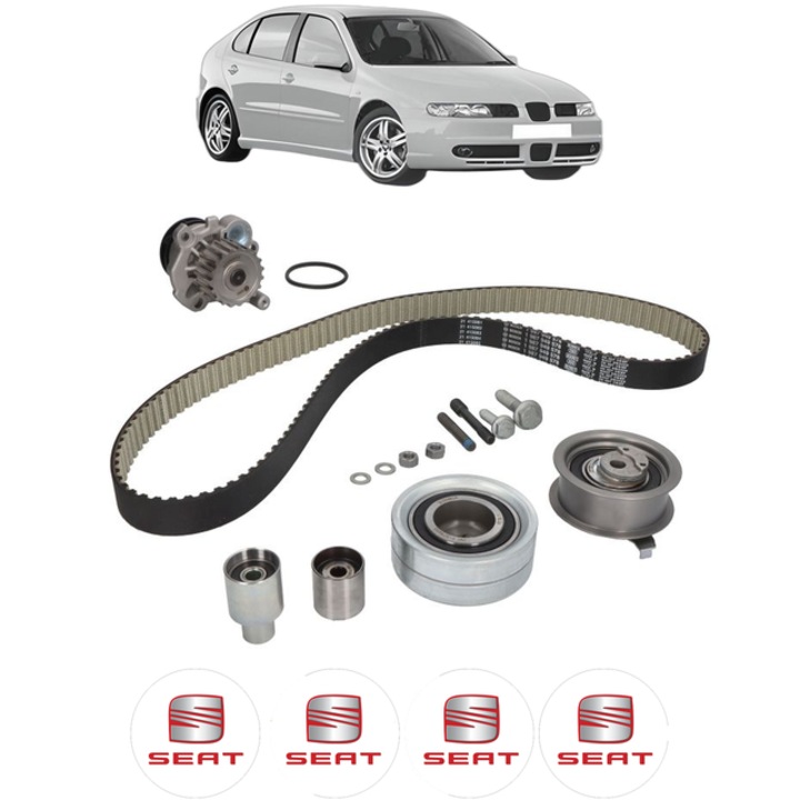 Set pompa apa si curea distributie SEAT LEON (1M1) 1.9 TDI 90 CP din 1999 - 2006, Bosch, 4x Stickere auto cu SEAT