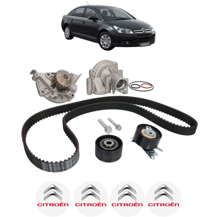 Set pompa apa si curea distributie CITROEN C4 I Saloon 2.0 16V 140 CP din 2006 - 2011, Bosch, 4x Stickere auto cu CITROEN