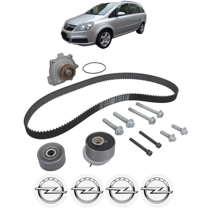 Set pompa apa si curea distributie OPEL ZAFIRA B Box Body/MPV (A05) 1.6 CNG Turbo VAN (M75) 150 CP din 2009 - 2015, Bosch, 4x Stickere auto cu OPEL