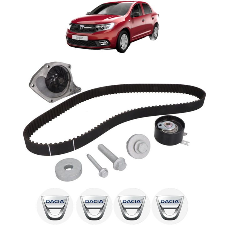 Set pompa apa si curea distributie DACIA LOGAN II 1.5 Blue dCi 95 (L8JL) 95 CP din 2018, Bosch, 4x Stickere auto cu DACIA