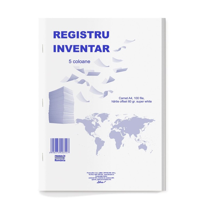 Registru inventar 5 coloane A4 carnet 100 file