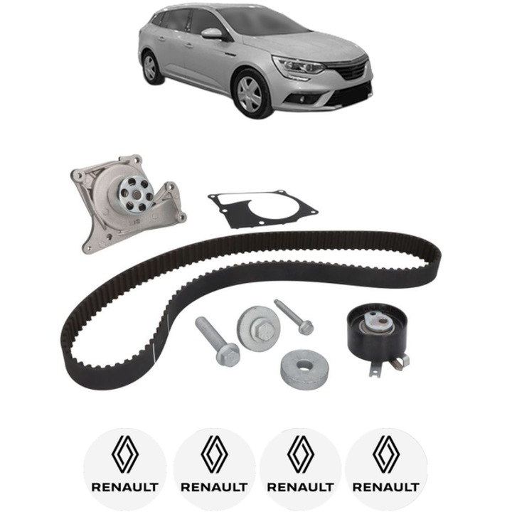 Set pompa apa si curea distributie RENAULT MEGANE IV Grandtour (K9A/M/N_) 1.5 Blue dCi 95 (K9A2) 95 CP din 2018, Bosch, 4x Stickere auto cu RENAULT