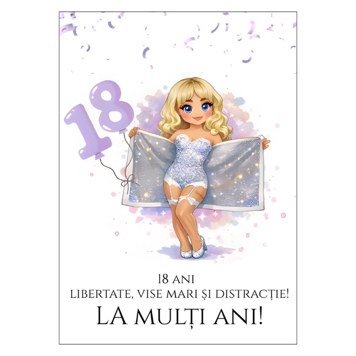 Felicitare 13x18cm cu plic- aniversare majorat/18ani- model 1