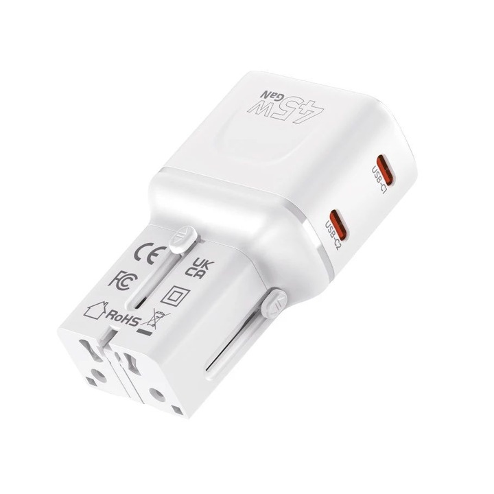 Adaptor de calatorie Mobile Origin 45W EU/US/UK/AU PW26 Alb, 303475, Adaptor special