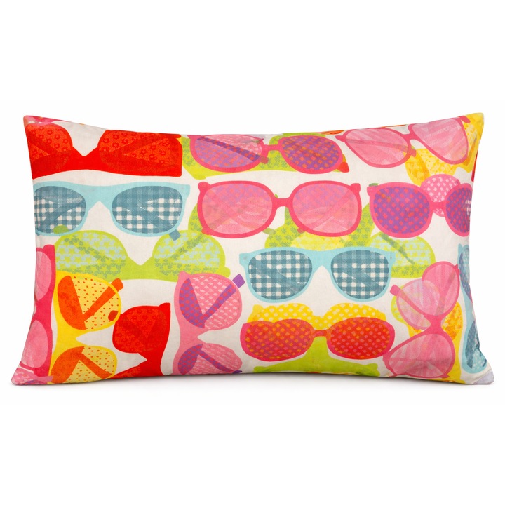 30x50 cm-es párnahuzat színes szemüveggel, téglalap alakú díszpárnahuzat nappaliba, hálószobába és gyerekszobába