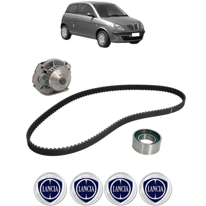 Set pompa apa si curea distributie LANCIA YPSILON (843_) 1.2 (843.AXA1A) 60 CP din 2003 - 2011, Bosch, 4x Stickere auto cu LANCIA