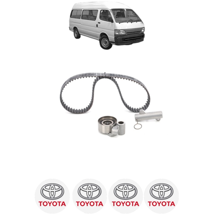 Set curea de distributie TOYOTA HIACE IV Bus (__H1_, __H2_) 2.5 D-4D (KLH12) 88 CP din 2001 - 2006, Bosch, 4x Stickere auto cu TOYOTA