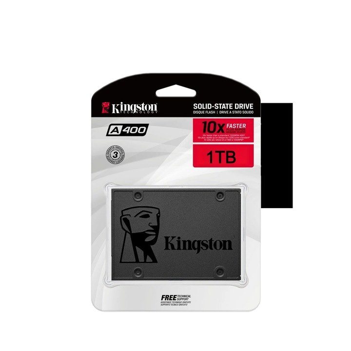 SSD intern Kingston A400, 2TB, 2.5", SATA III, 500MB/s citire, 350MB/s scriere