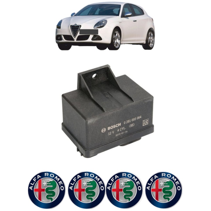 Unitate control pentru bujii incadescente ALFA ROMEO GIULIETTA (940_) 2.0 JTDM (940FXE1A, 940FXG11) 170 CP din 2010 - 2020, Bosch, 4x Stickere auto cu ALFA ROMEO