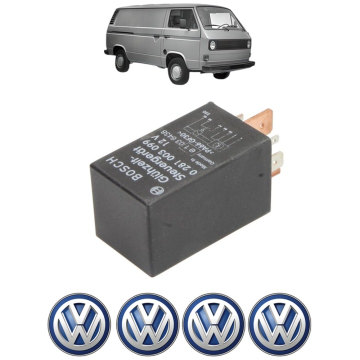 Unitate control pentru bujii incadescente Volkswagen TRANSPORTER T3 Van (24_, 25_) 1.7 D 57 CP din 1984 - 1992, Bosch, 4x Stickere auto cu Volkswagen
