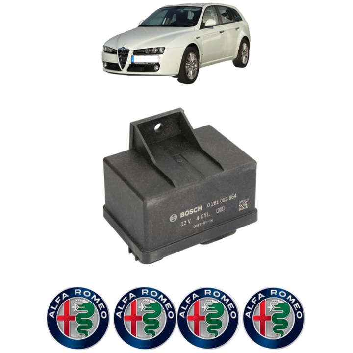 Unitate control pentru bujii incadescente ALFA ROMEO 159 Sportwagon (939_) 2.0 JTDM (939BXP1B) 170 CP din 2009 - 2011, Bosch, 4x Stickere auto cu ALFA ROMEO