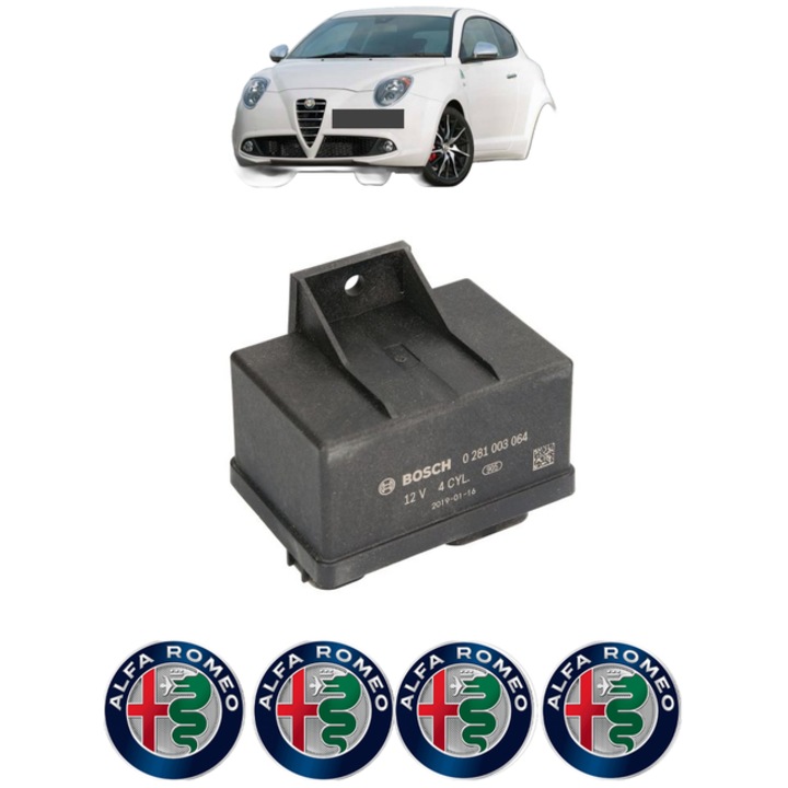 Unitate control pentru bujii incadescente ALFA ROMEO MITO (955_) 1.3 MultiJet (955AXT1A, 955AYA1A) 80 CP din 2013 - 2015, Bosch, 4x Stickere auto cu ALFA ROMEO