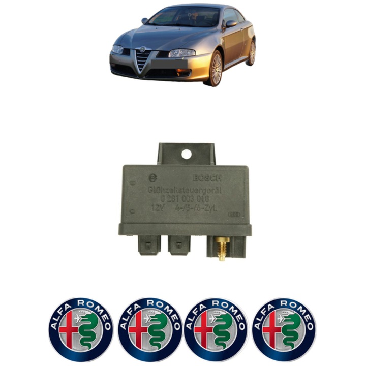 Unitate control pentru bujii incadescente ALFA ROMEO GT (937_) 1.9 JTD (937CXN1B) 150 CP din 2003 - 2010, Bosch, 4x Stickere auto cu ALFA ROMEO