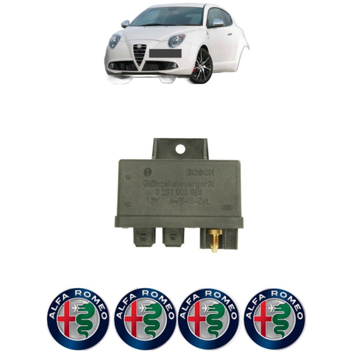 Unitate control pentru bujii incadescente ALFA ROMEO MITO (955_) 1.3 MultiJet (955AXH1B, 955AXT1A) 90 CP din 2008 - 2010, Bosch, 4x Stickere auto cu ALFA ROMEO
