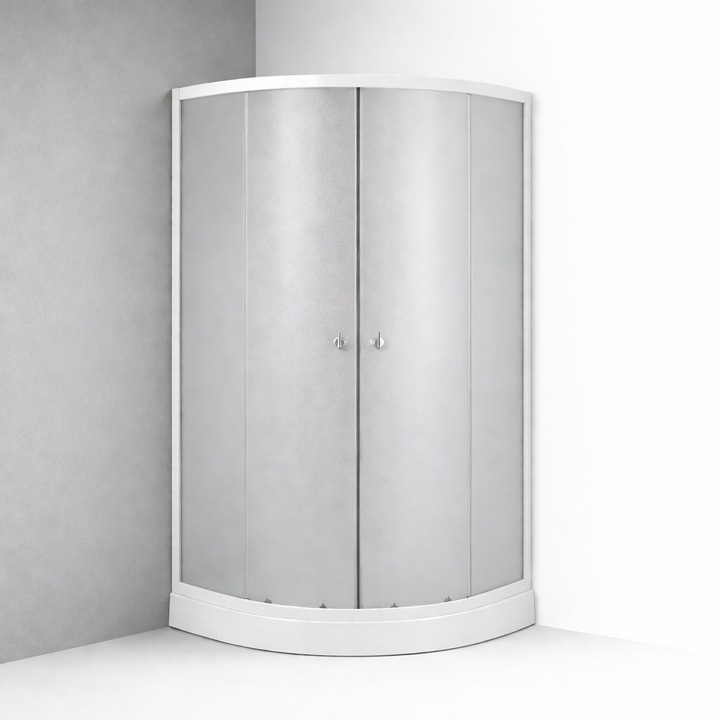 ArchiD, Ri, íves zuhanykabin, opálos üveg, tálcával és szifonnal 80x80 cm