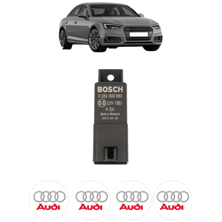 Unitate control pentru bujii incadescente AUDI A4 B9 (8W2, 8WC) 2.0 TDI 150 CP din 2015 - 2019, Bosch, 4x Stickere auto cu AUDI