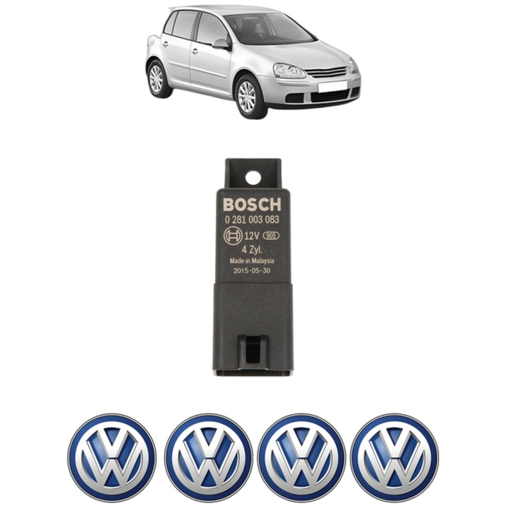 Unitate control pentru bujii incadescente Volkswagen GOLF V (1K1) 2.0 TDI 4motion 140 CP din 2007 - 2008, Bosch, 4x Stickere auto cu Volkswagen