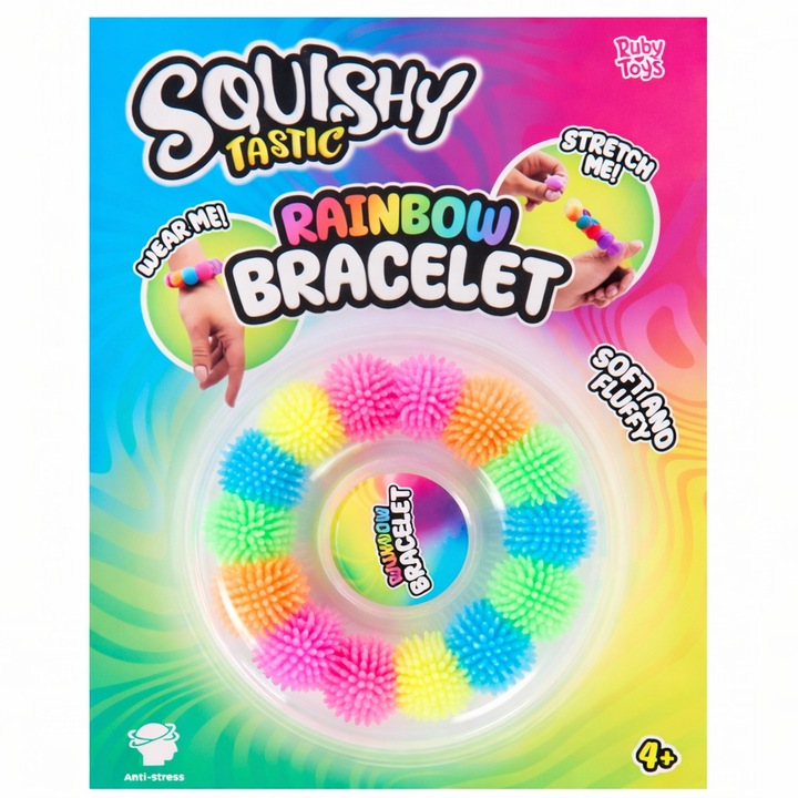 Szivárvány szenzoros karkötő, interaktív játék, többszínű, rugalmas, 4+ éves gyermekeknek