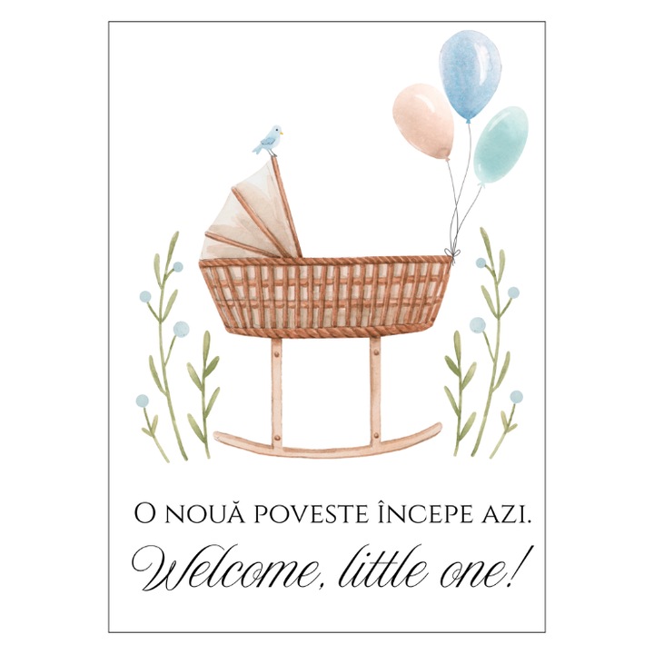 Felicitare 13x18cm cu plic- botez baiat