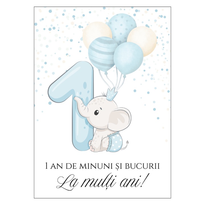 Felicitare 13x18 cm cu plic, aniversare 1 an