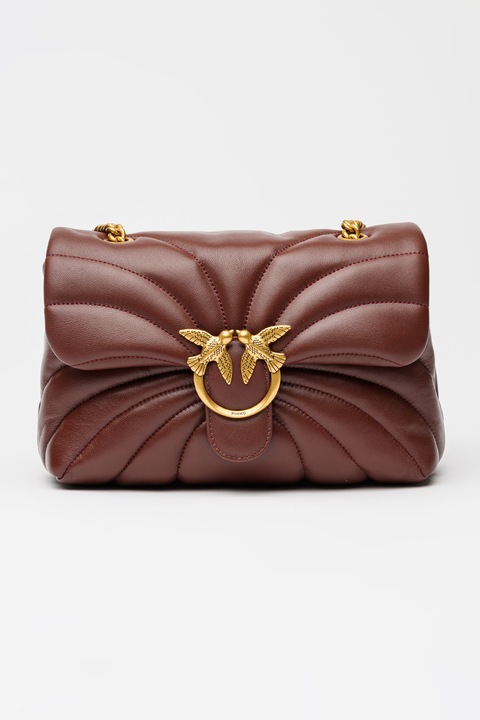 Pinko, Geanta din piele cu bareta de umar si aspect matlasat Love, Visiniu