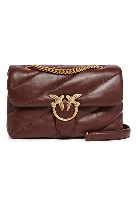 Pinko, Geanta crossbody de piele Love Classic, Rosu inchis