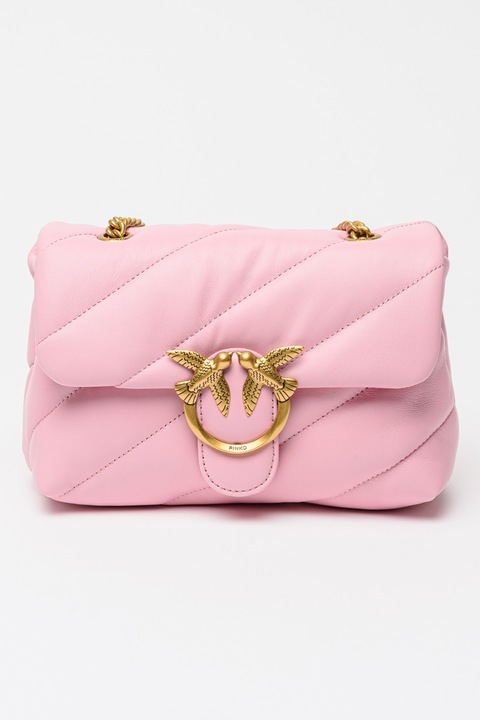 Pinko, Geanta crossbody de piele Love Puff, Roz fumuriu