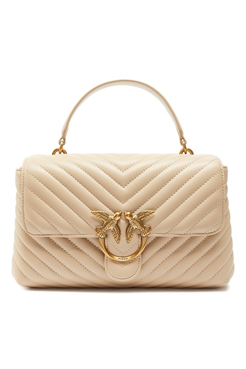 Pinko, Geanta crossbody de piele Love Lady Puff, Bej deschis