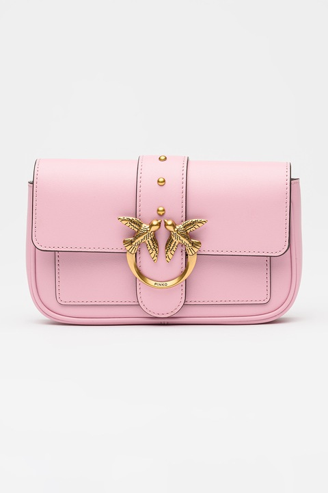 Pinko, Кожена чанта през рамо Love One, Пастелнорозов