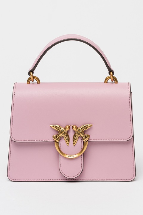 Pinko, Geanta mica de piele cu maner si inchidere cu clapa Love One, Roz stins
