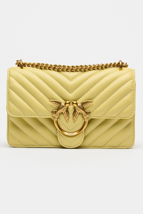 Pinko, Love One keresztpántos steppelt bőrtáska, Szalmasárga