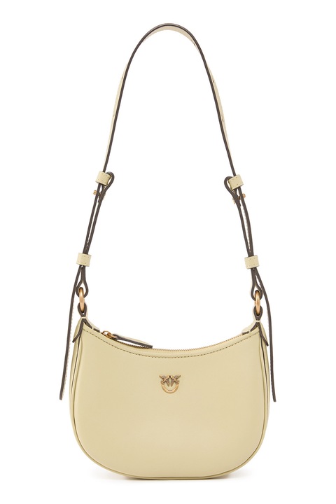 Pinko, Geanta semiluna de piele cu bareta de umar, Crem