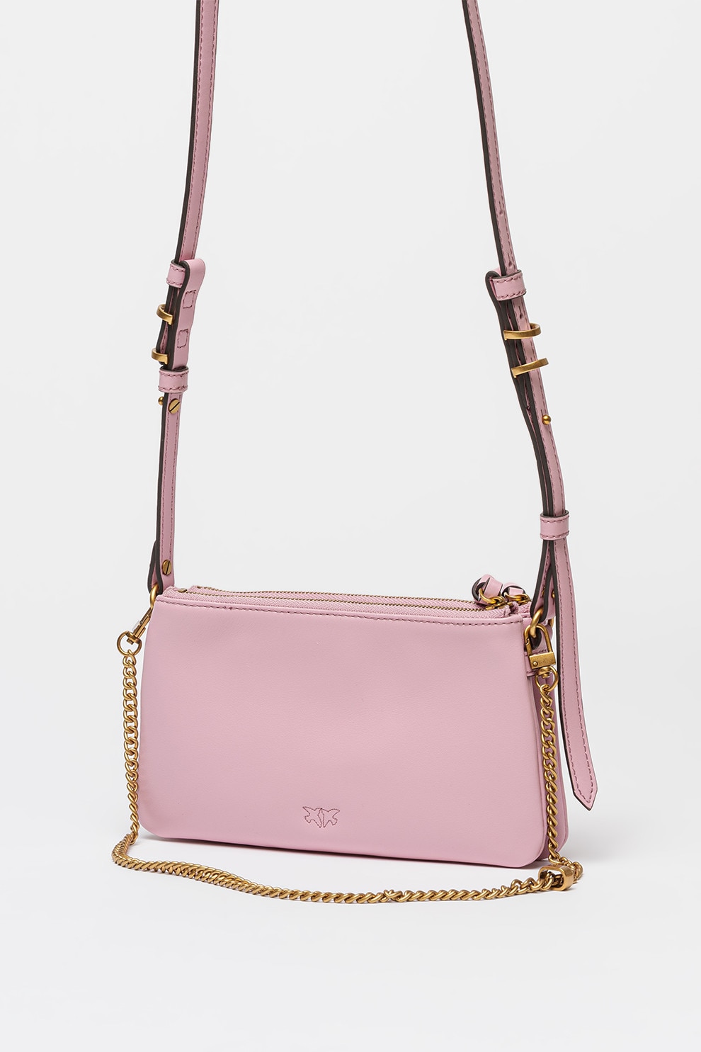 Pinko, Geanta crossbody de piele cu doua compartimente Double Mini