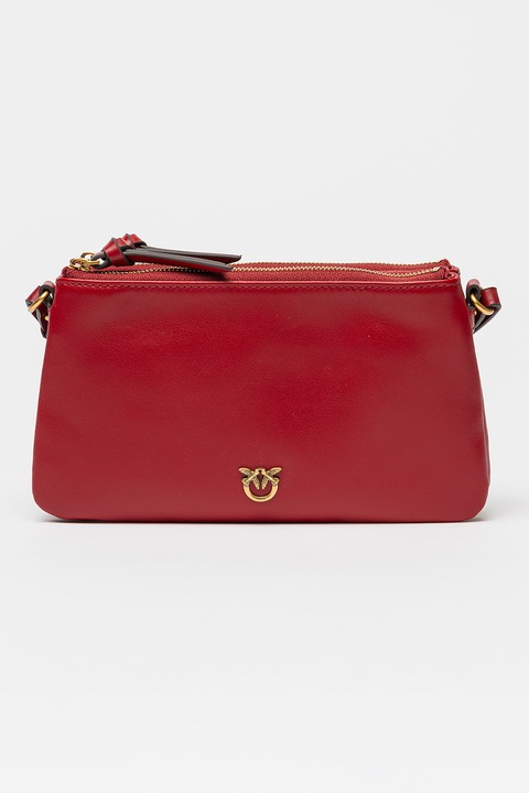 Pinko, Double mini bőrtáska keresztpánttal, Vintage piros