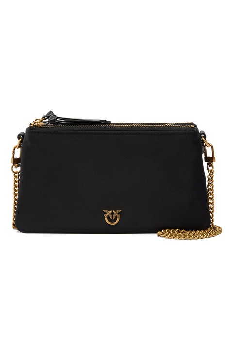 Pinko, Geanta crossbody de piele cu bareta detasabila, Negru