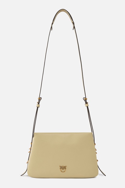 Pinko, Geanta crossbody de piele Triplet Mini, Galben pastel