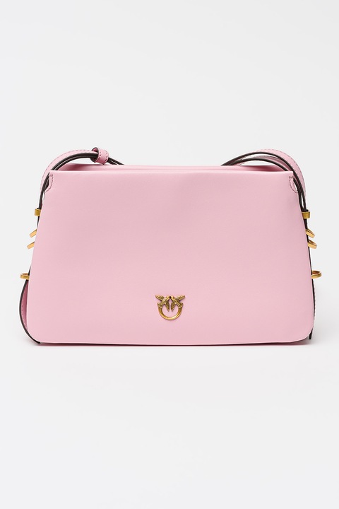 Pinko, Geanta crossbody de piele Triplet Mini, Roz bombon, Auriu antichizat