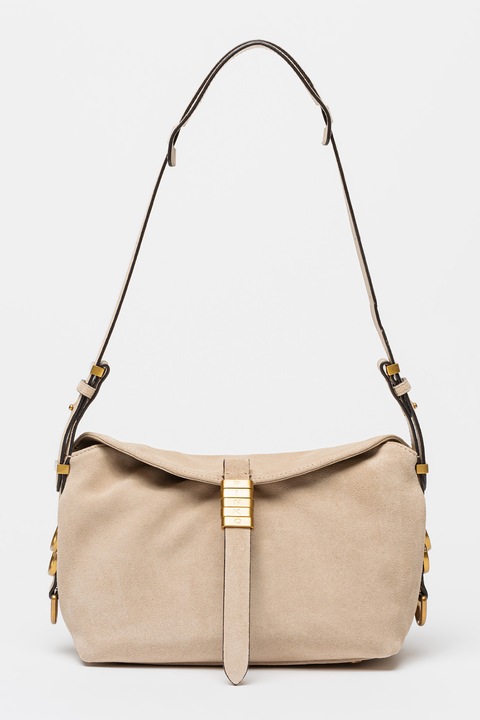 Pinko, Велурена чанта през рамо, Бежов пясък