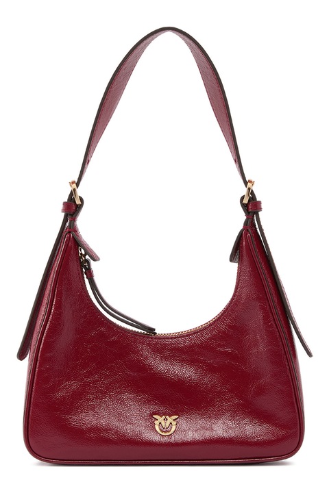 Pinko, Geanta de piele cu bareta de umar, Rosu inchis